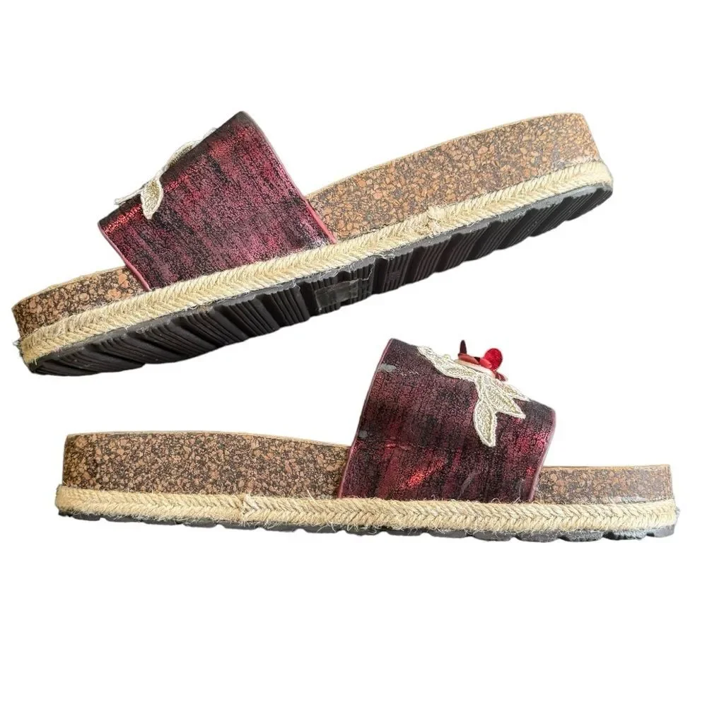 Nature Breeze Flower Espadrille Slide Sandals in Red Size 10 Summer - Picture 9 of 11